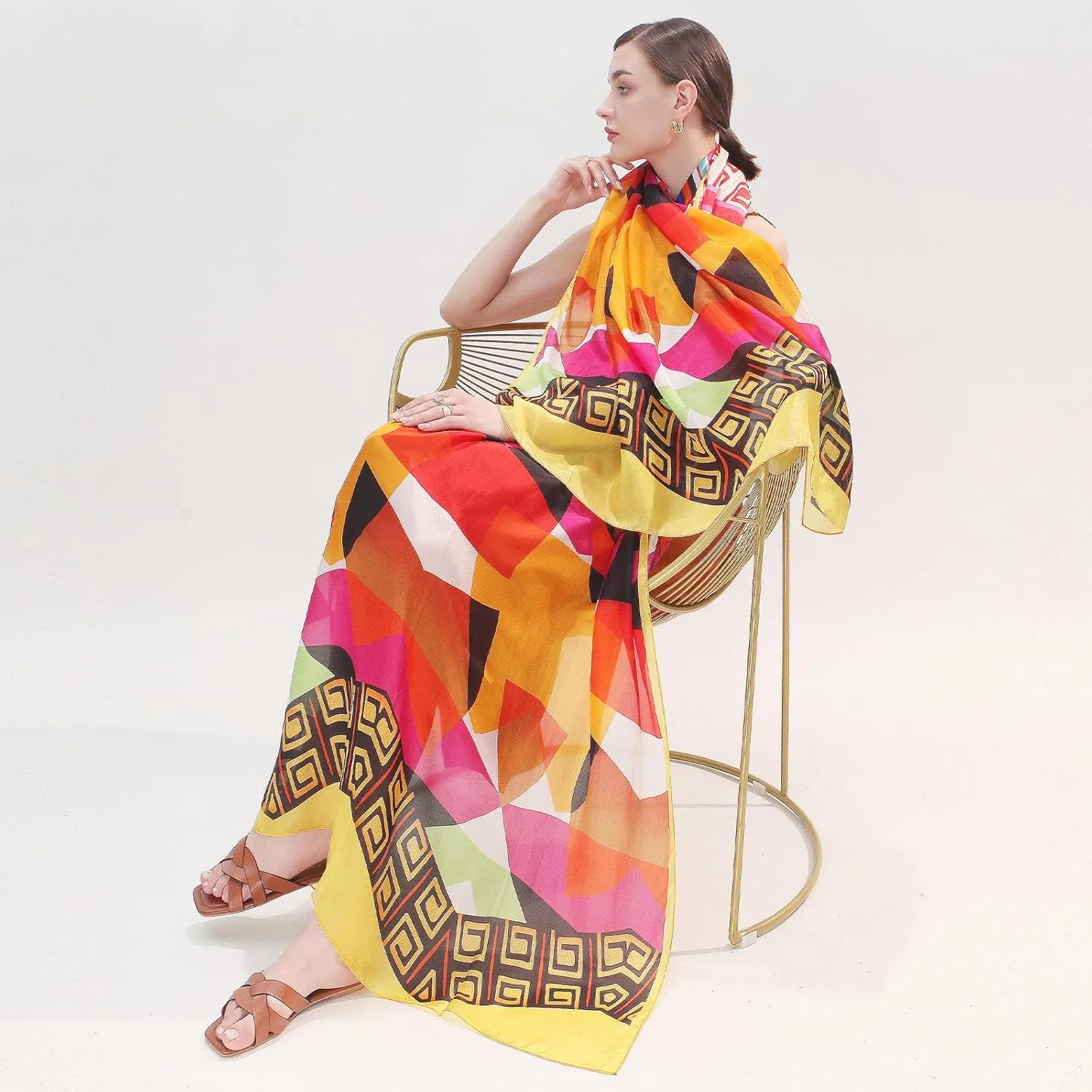 DANA XU 100% Mulberry Extra Large Silk Pashmina Scarf Shawls And Wraps For Women Evening Dress Summer Travel Floral Blanket