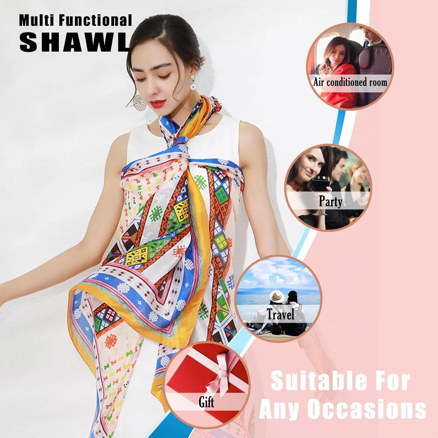 DANA XU 100% Mulberry Extra Large Silk Pashmina Scarf Shawls And Wraps For Women Evening Dress Summer Travel Floral Blanket