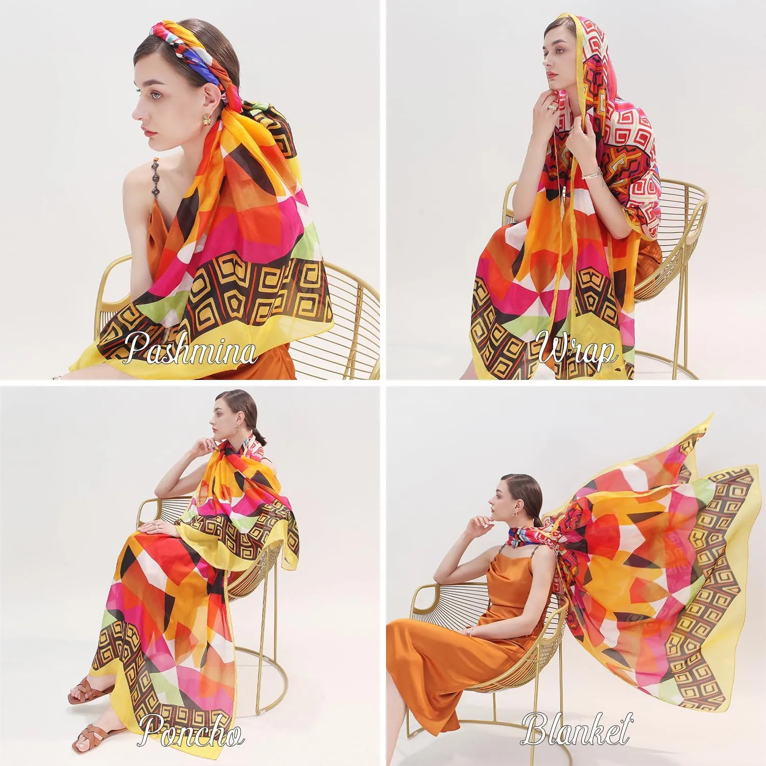 DANA XU 100% Mulberry Extra Large Silk Pashmina Scarf Shawls And Wraps For Women Evening Dress Summer Travel Floral Blanket