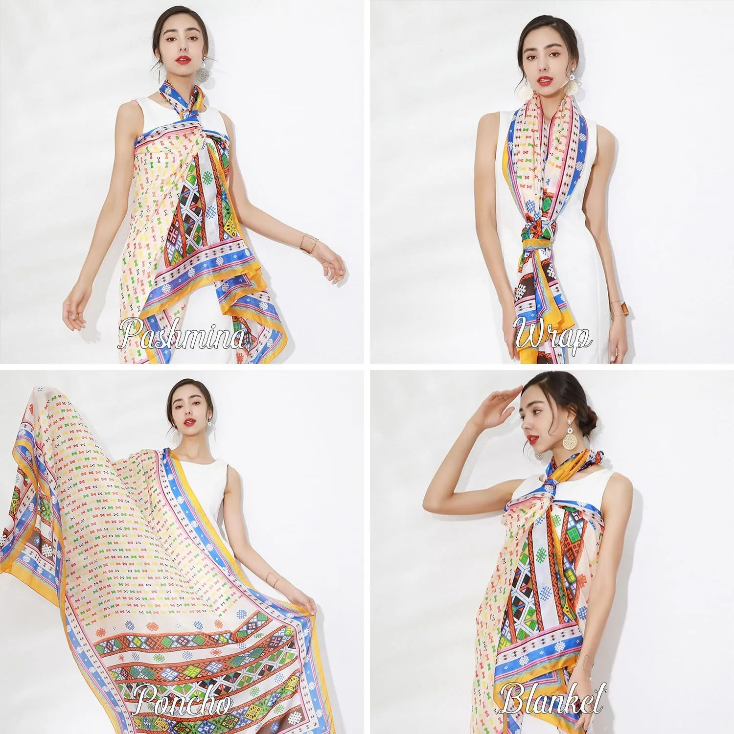 DANA XU 100% Mulberry Extra Large Silk Pashmina Scarf Shawls And Wraps For Women Evening Dress Summer Travel Floral Blanket