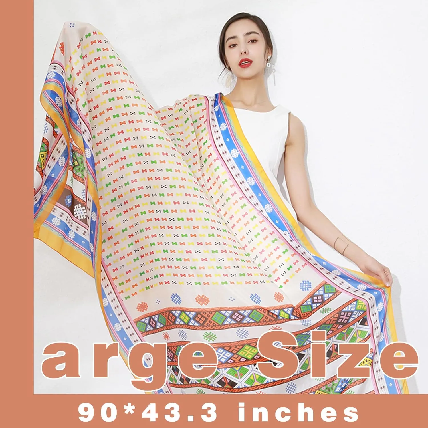 DANA XU 100% Mulberry Extra Large Silk Pashmina Scarf Shawls And Wraps For Women Evening Dress Summer Travel Floral Blanket