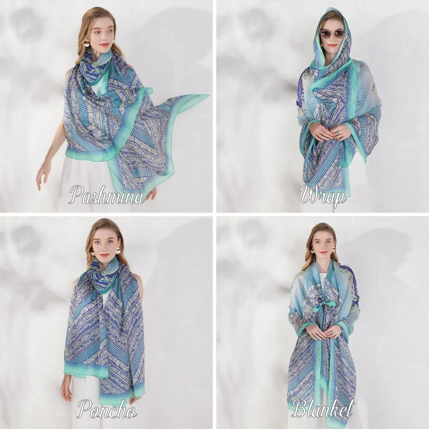 DANA XU 100% Mulberry Satin Silk Summer Travel Scarf Extra Large Women Floral Shawl Oversize Soft Wraps For Evening Dresses