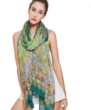 DANA XU 100% Mulberry Satin Silk Summer Travel Scarf Extra Large Women Floral Shawl Oversize Soft Wraps For Evening Dresses