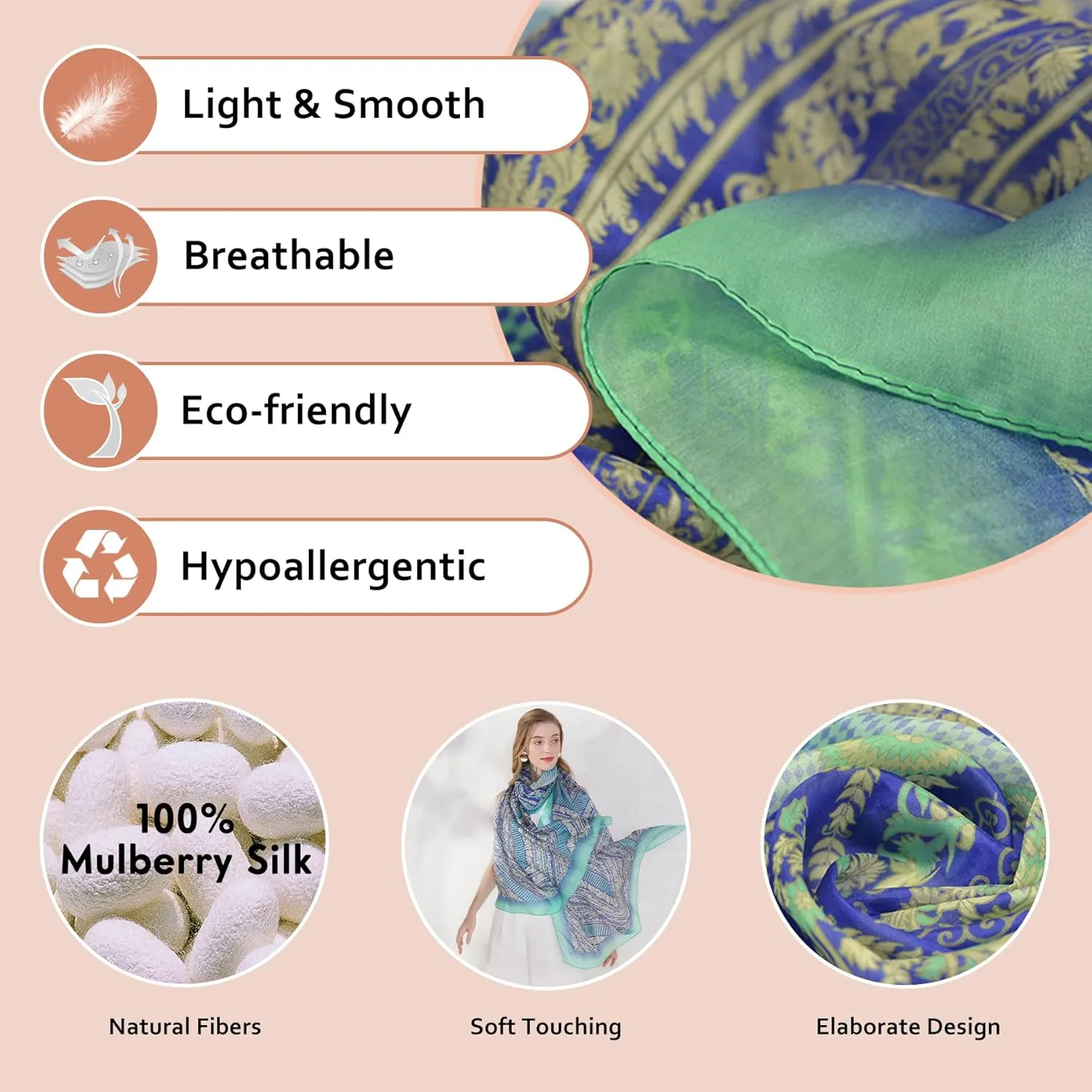 DANA XU 100% Mulberry Satin Silk Summer Travel Scarf Extra Large Women Floral Shawl Oversize Soft Wraps For Evening Dresses