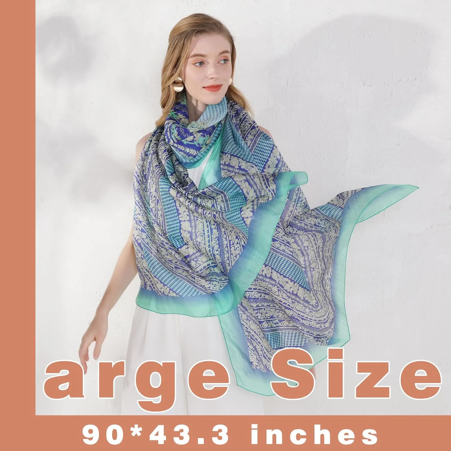 DANA XU 100% Mulberry Satin Silk Summer Travel Scarf Extra Large Women Floral Shawl Oversize Soft Wraps For Evening Dresses