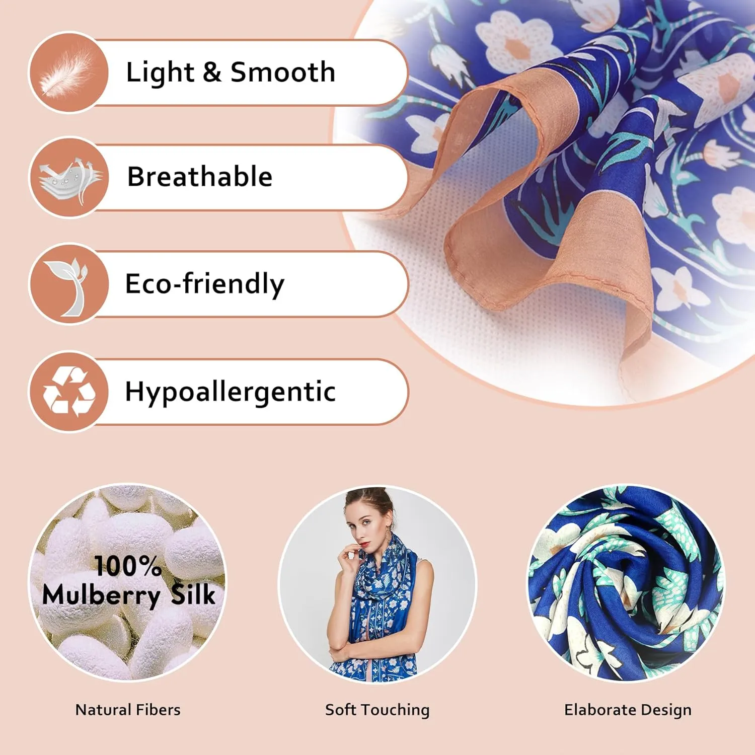 DANA XU 100% Mulberry Satin Silk Summer Travel Scarf Extra Large Women Floral Shawl Oversize Soft Wraps For Evening Dresses