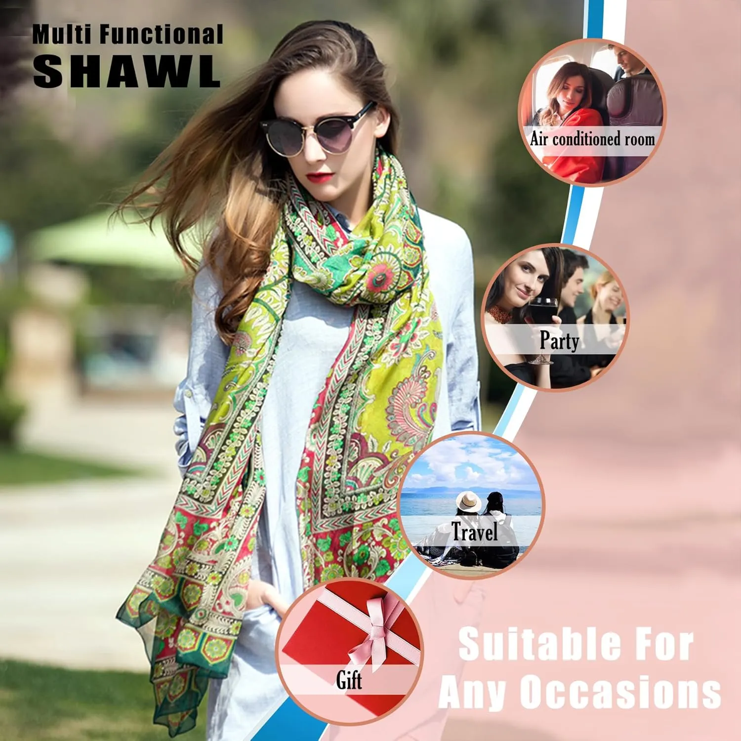 DANA XU 100% Mulberry Satin Silk Summer Travel Scarf Extra Large Women Floral Shawl Oversize Soft Wraps For Evening Dresses