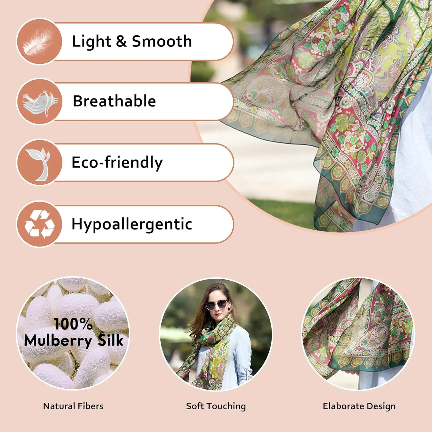 DANA XU 100% Mulberry Satin Silk Summer Travel Scarf Extra Large Women Floral Shawl Oversize Soft Wraps For Evening Dresses