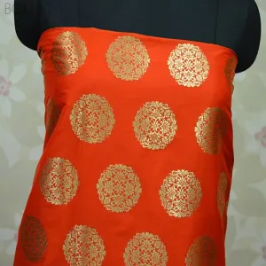 Dark Peach Banarasi Brocade by Yard Fabric lehenga Wedding Dress Banaras Blended silk Cushion Covers Table Runner Crafting costume fabric