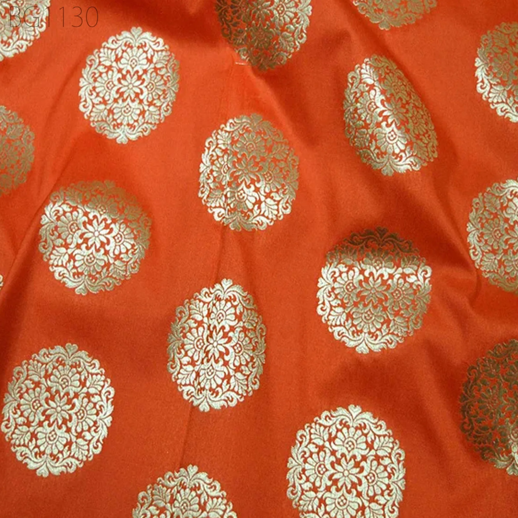 Dark Peach Banarasi Brocade by Yard Fabric lehenga Wedding Dress Banaras Blended silk Cushion Covers Table Runner Crafting costume fabric