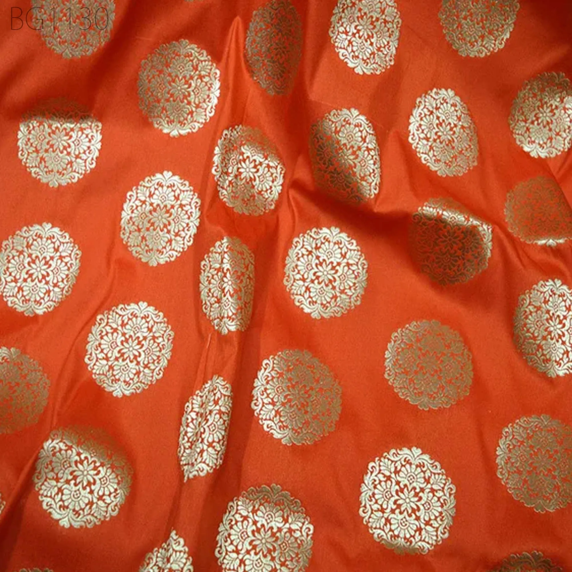 Dark Peach Banarasi Brocade by Yard Fabric lehenga Wedding Dress Banaras Blended silk Cushion Covers Table Runner Crafting costume fabric