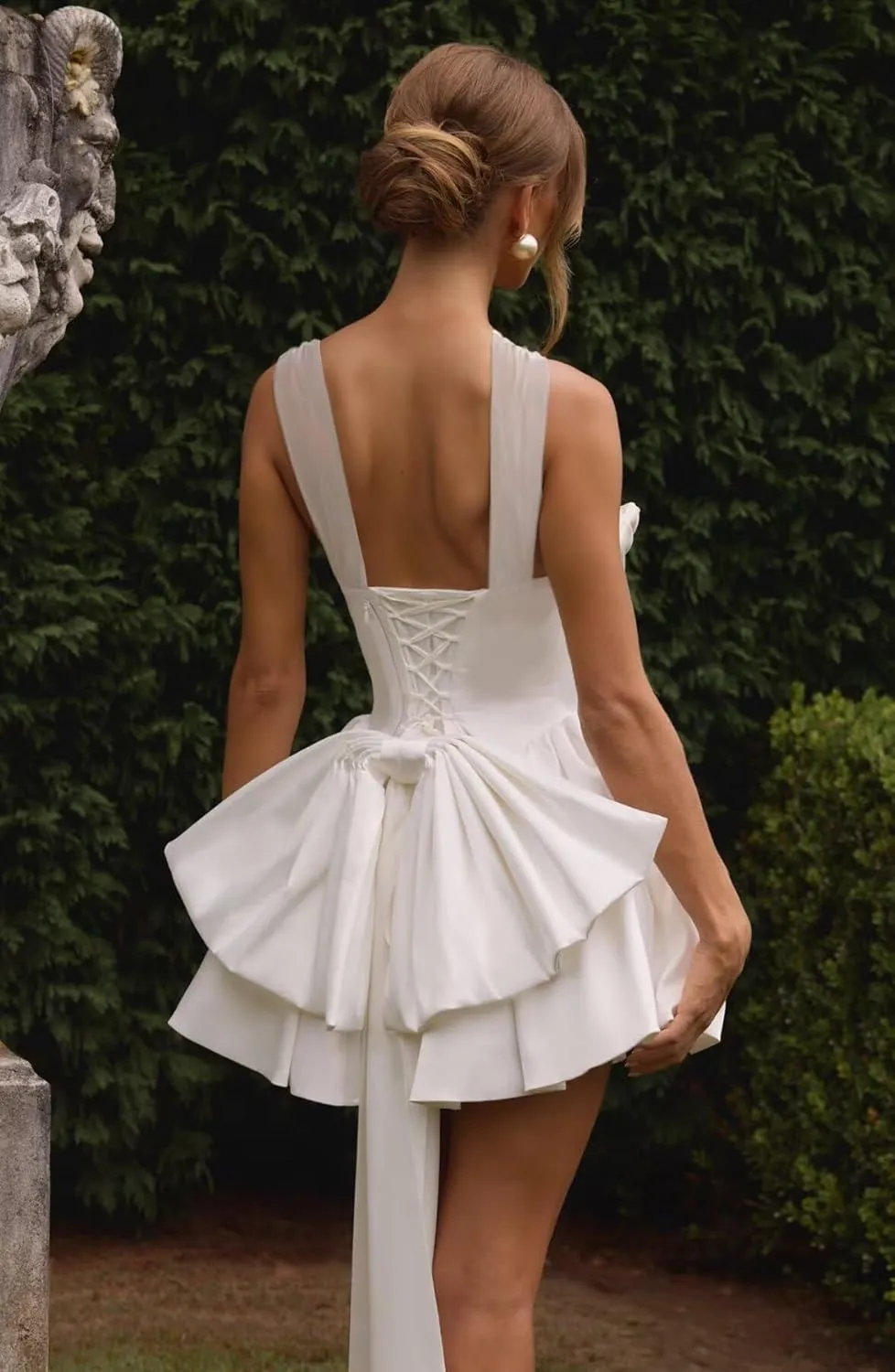 Dessiny Satin Corset Scarf Homecoming Dresses 2025 Short Pleated Cocktail Pary Dresseses with Bow DE231