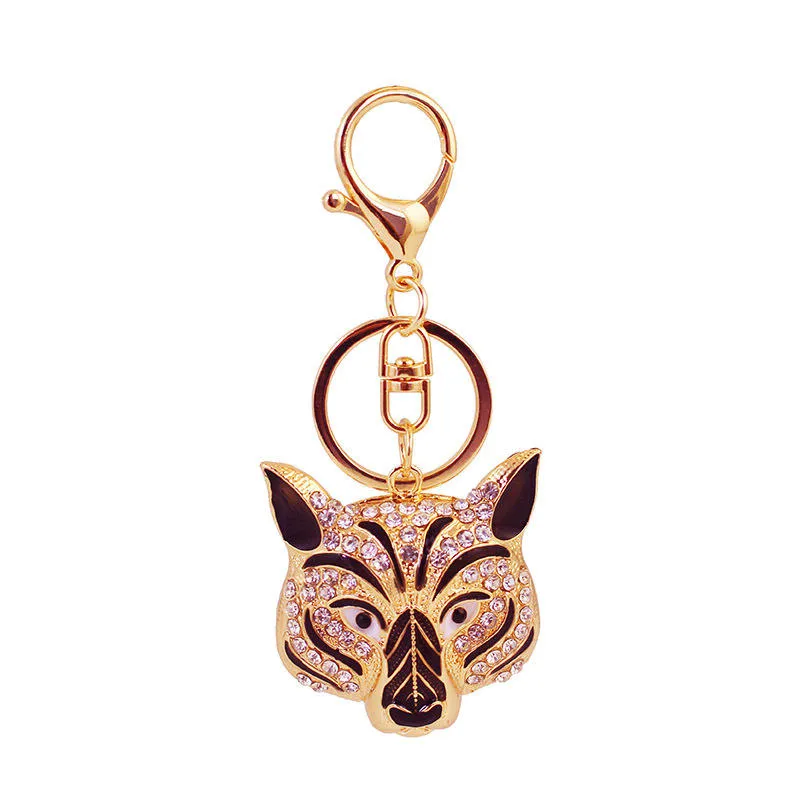 Diamond Glitter Tiger Head Keychain