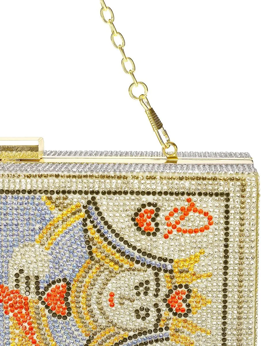 Diamond Sliver Crystal Evening Bag Rhinestone Bling Money Purses Poker Card Handbags Clutch For Party.