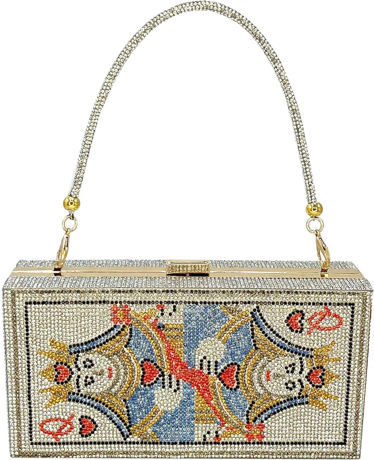Diamond Sliver Crystal Evening Bag Rhinestone Bling Money Purses Poker Card Handbags Clutch For Party.