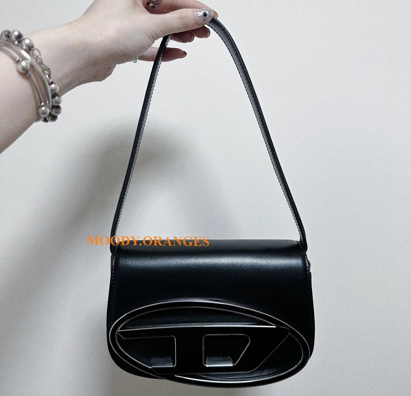 Diesel 1DR Black Leather Shoulder Bag