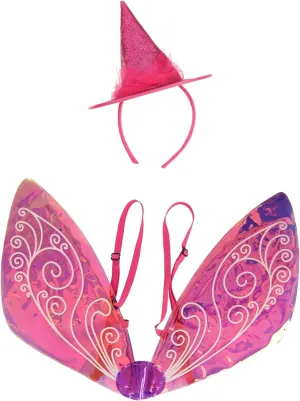 Disney Flora the Fairy Headband & Wings Kit - Glittery Hat with Iridescent Vinyl Wings, Officially Licensed
