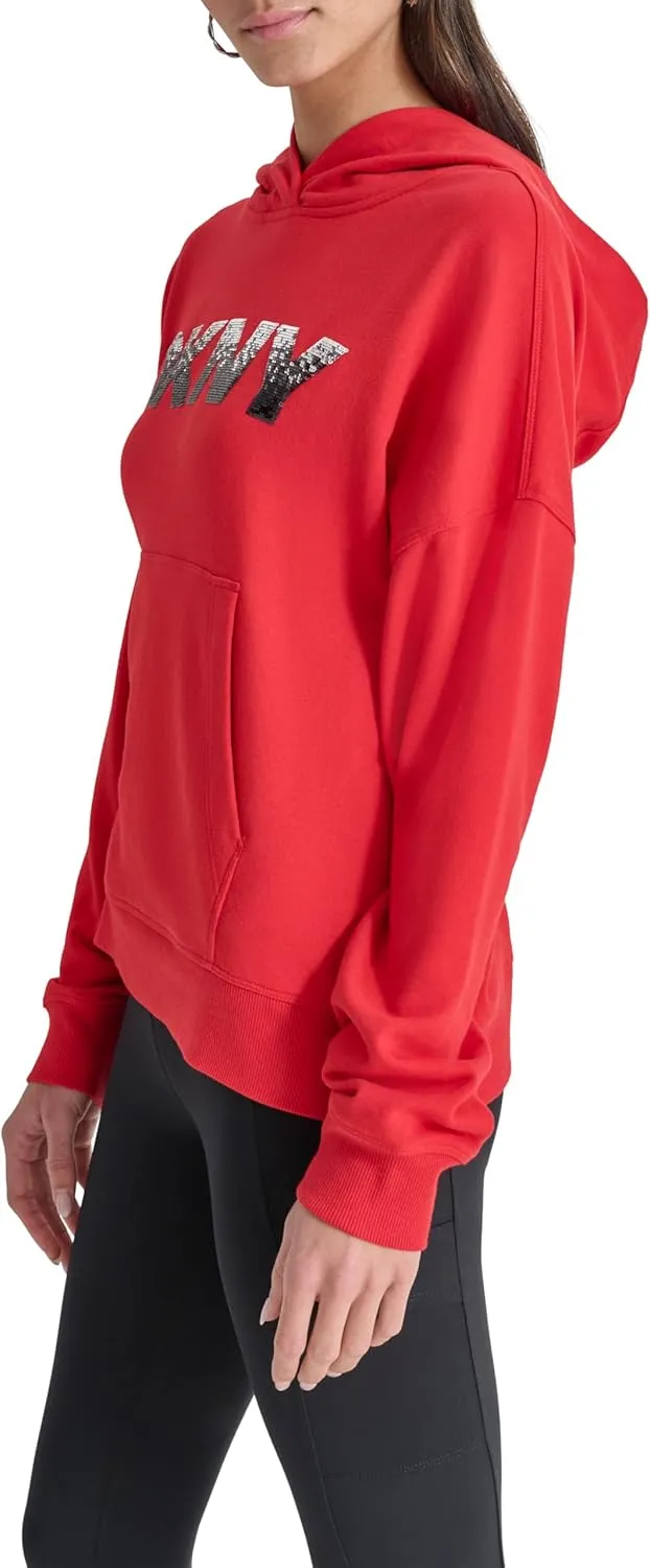 DKNY womens Ombre Logo Hoodie Sweatshirt