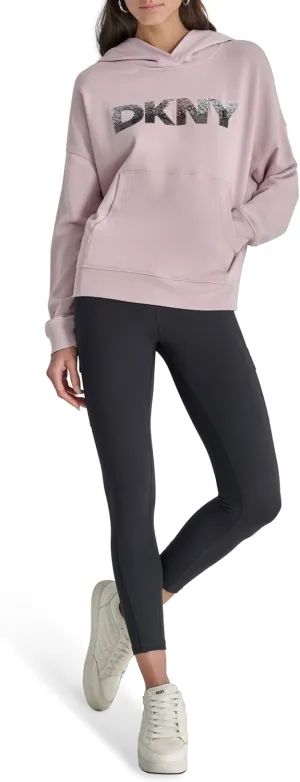 DKNY womens Ombre Logo Hoodie Sweatshirt