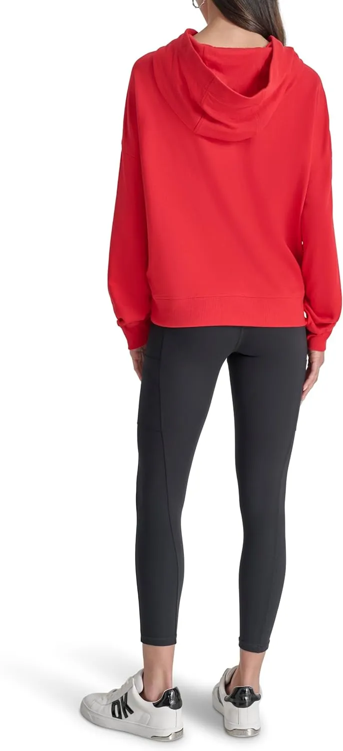 DKNY womens Ombre Logo Hoodie Sweatshirt