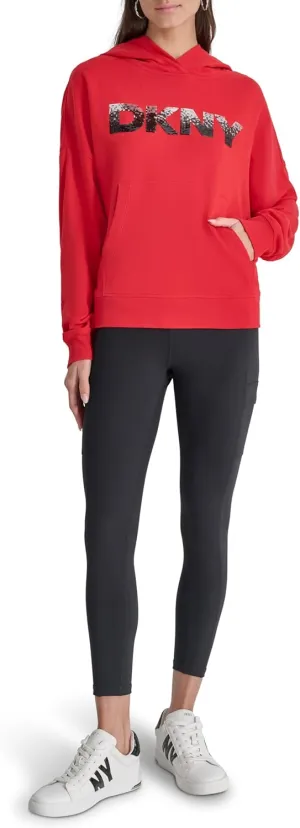 DKNY womens Ombre Logo Hoodie Sweatshirt