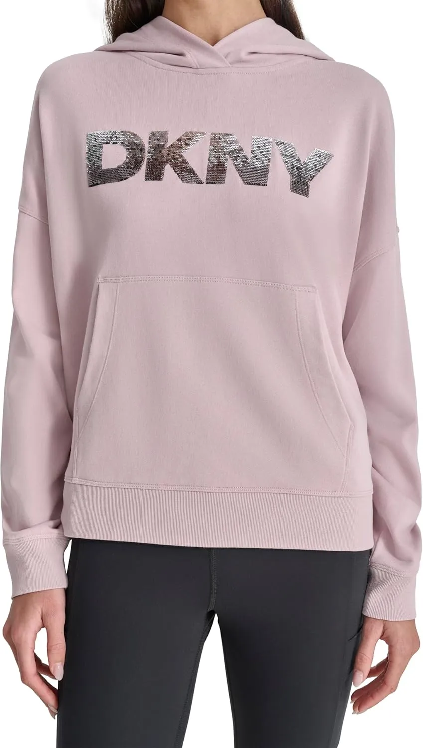 DKNY womens Ombre Logo Hoodie Sweatshirt