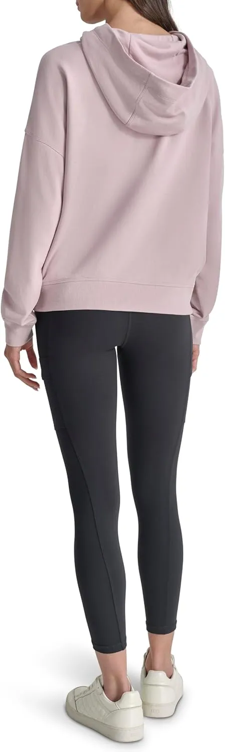 DKNY womens Ombre Logo Hoodie Sweatshirt
