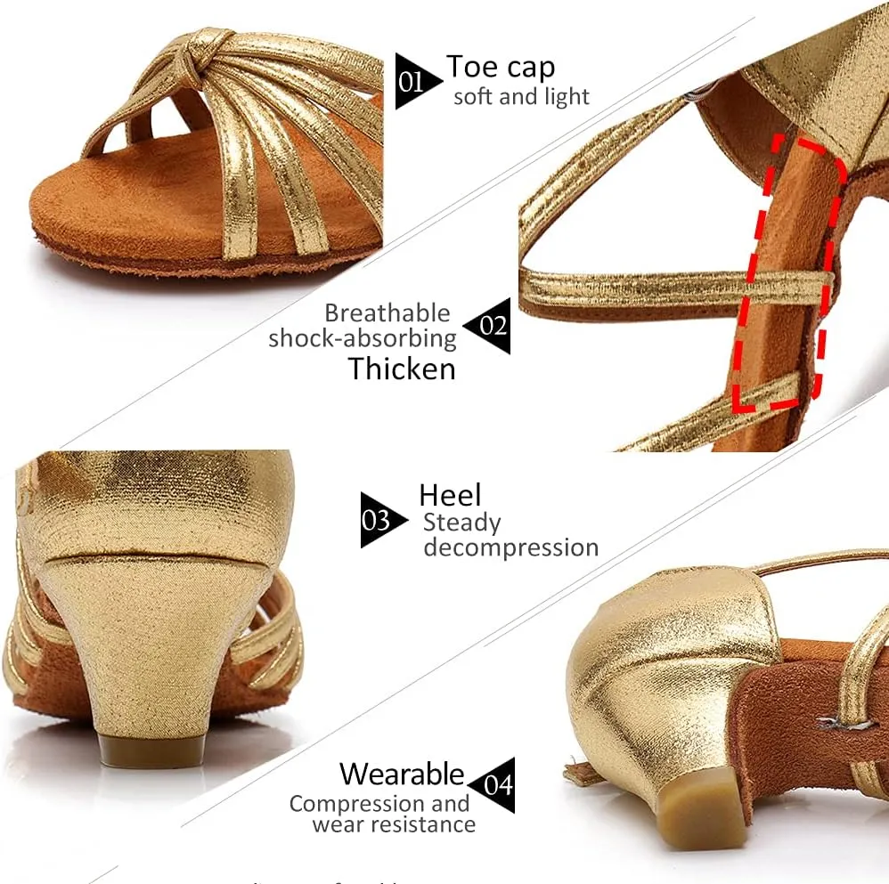 DKZSYIM Women's Satin Latin Dance Shoes Ballroom Salsa Performance Practice Dancing Shoes,Model LP-1217ZS
