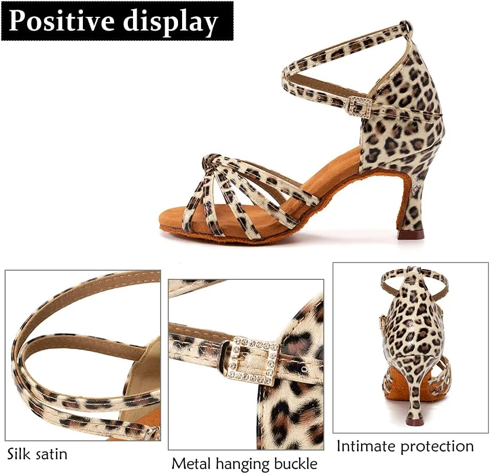 DKZSYIM Women's Satin Latin Dance Shoes Professional Ballroom Salsa Practice Performance Dancing Shoes,Model 217