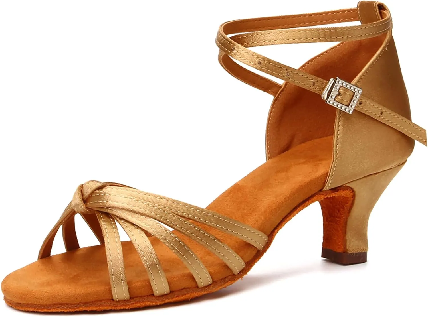 DKZSYIM Women's Satin Latin Dance Shoes Professional Ballroom Salsa Practice Performance Dancing Shoes,Model 217