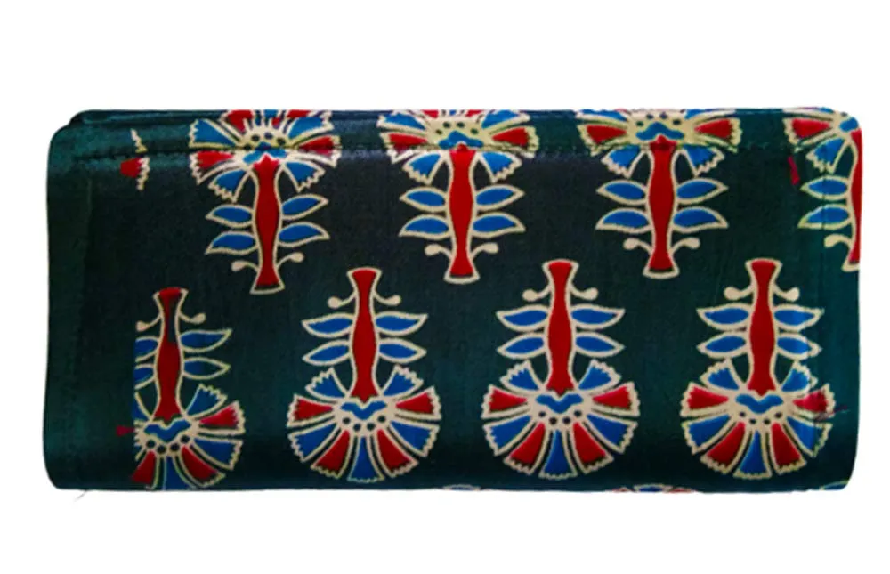DMS RETAIL Printed Cotton Silk Clutch Purse For Women Clutch For Daily Use Clutch Wallet Green