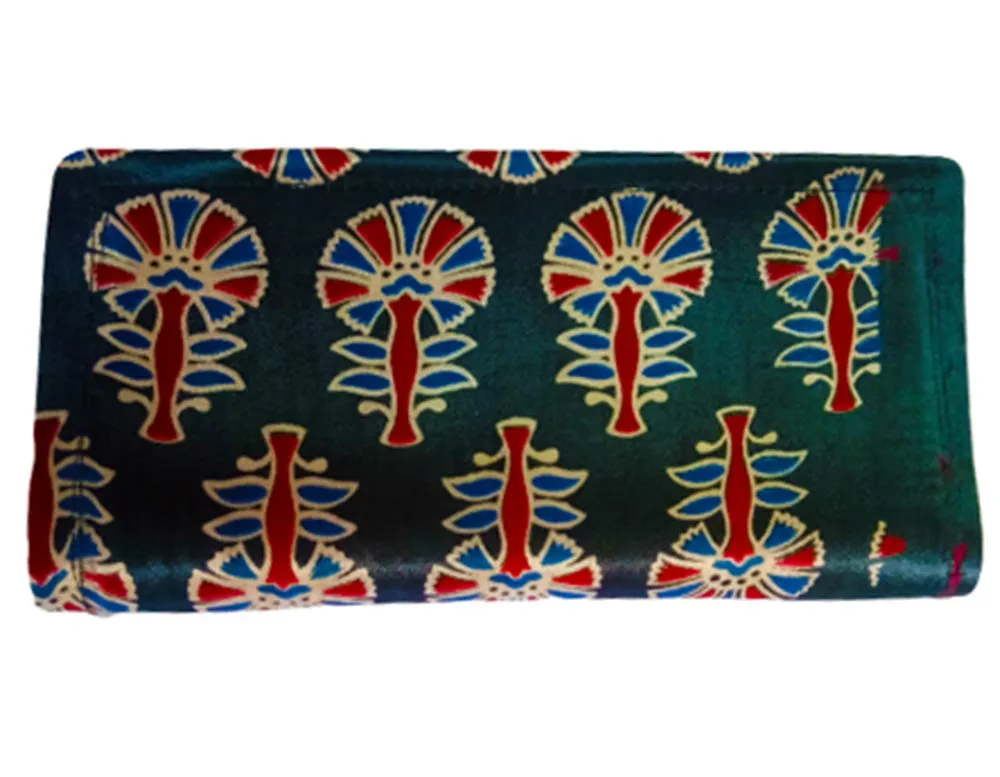 DMS RETAIL Printed Cotton Silk Clutch Purse For Women Clutch For Daily Use Clutch Wallet Green