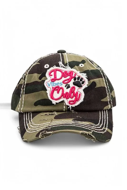 Dog Vibe Only Embroidered Vintage Cotton Cap