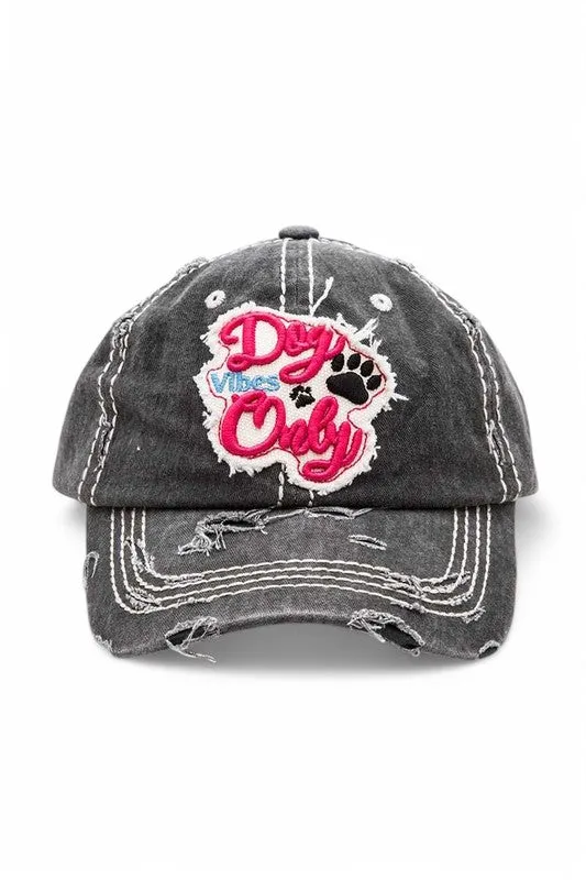 Dog Vibe Only Embroidered Vintage Cotton Cap
