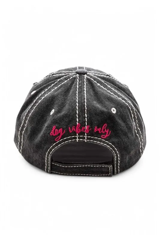 Dog Vibe Only Embroidered Vintage Cotton Cap