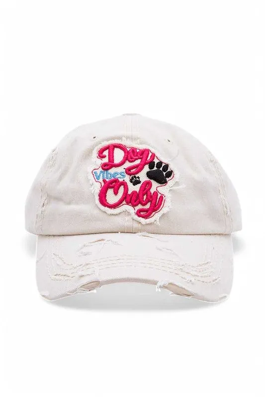Dog Vibe Only Embroidered Vintage Cotton Cap