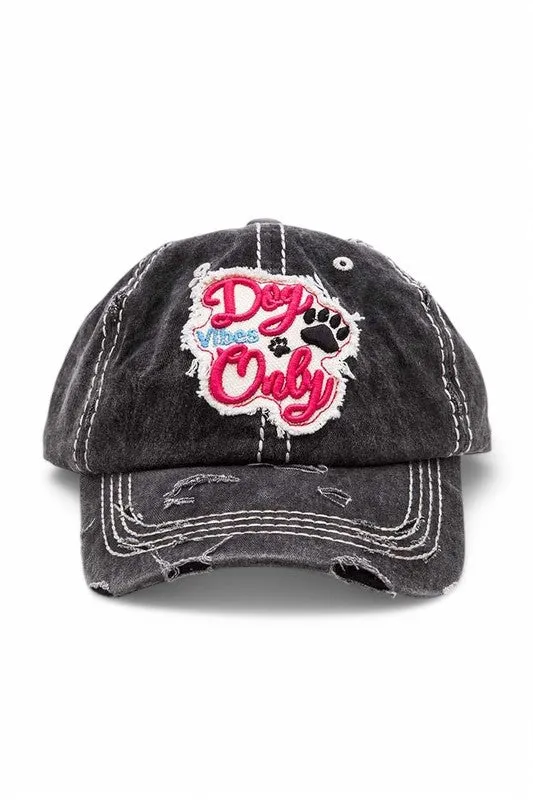 Dog Vibe Only Embroidered Vintage Cotton Cap