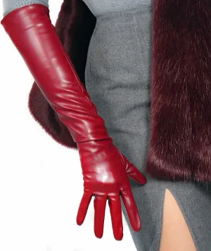 DooWay Women Long Gloves Faux Leather Over Elbow Length 20-inch PU Winter Warm Full Finger Gloves