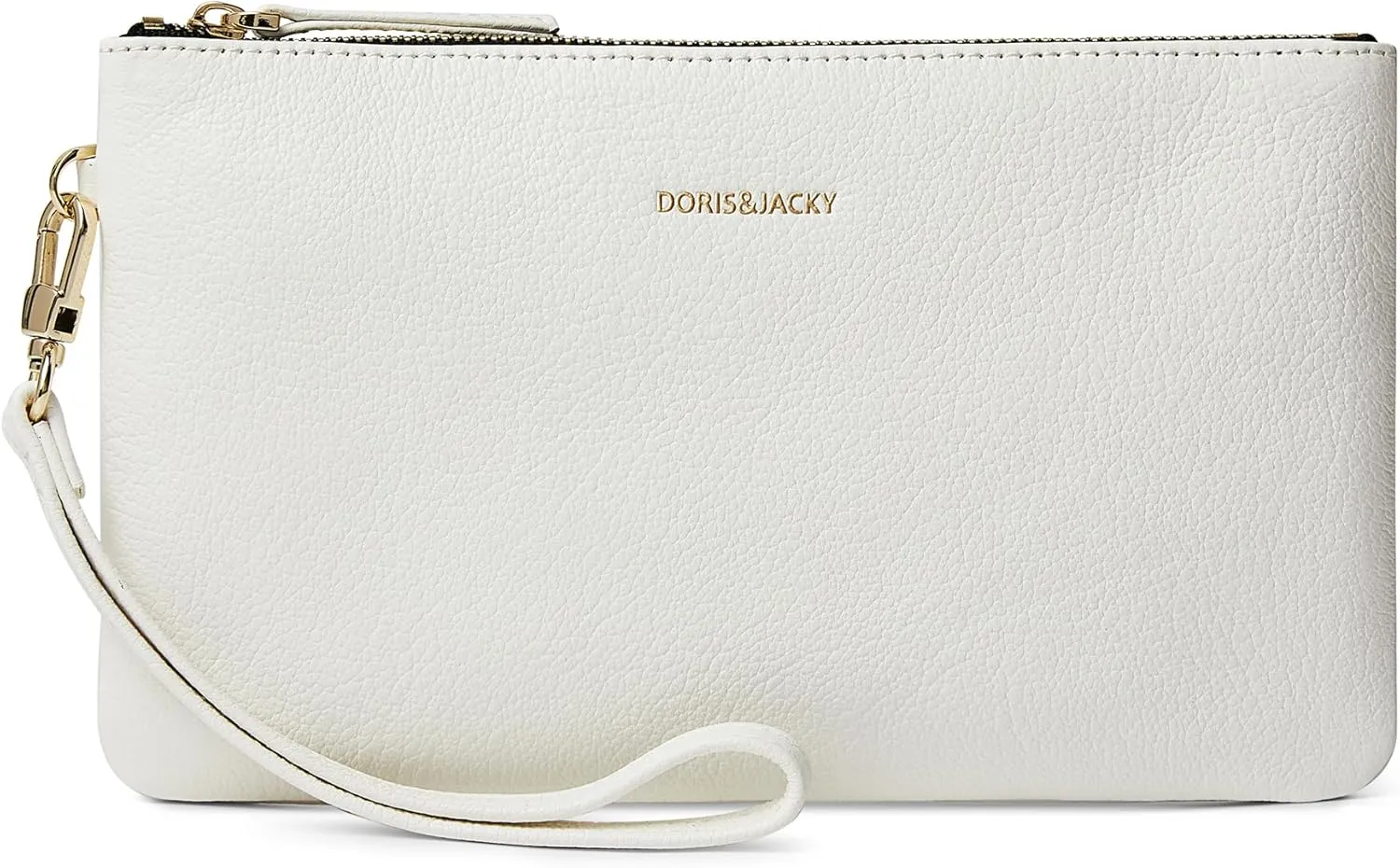 DORIS&JACKY Goatskin Leather Wristlet Clutch Wallet Cute Small Pouch Bag With Strap