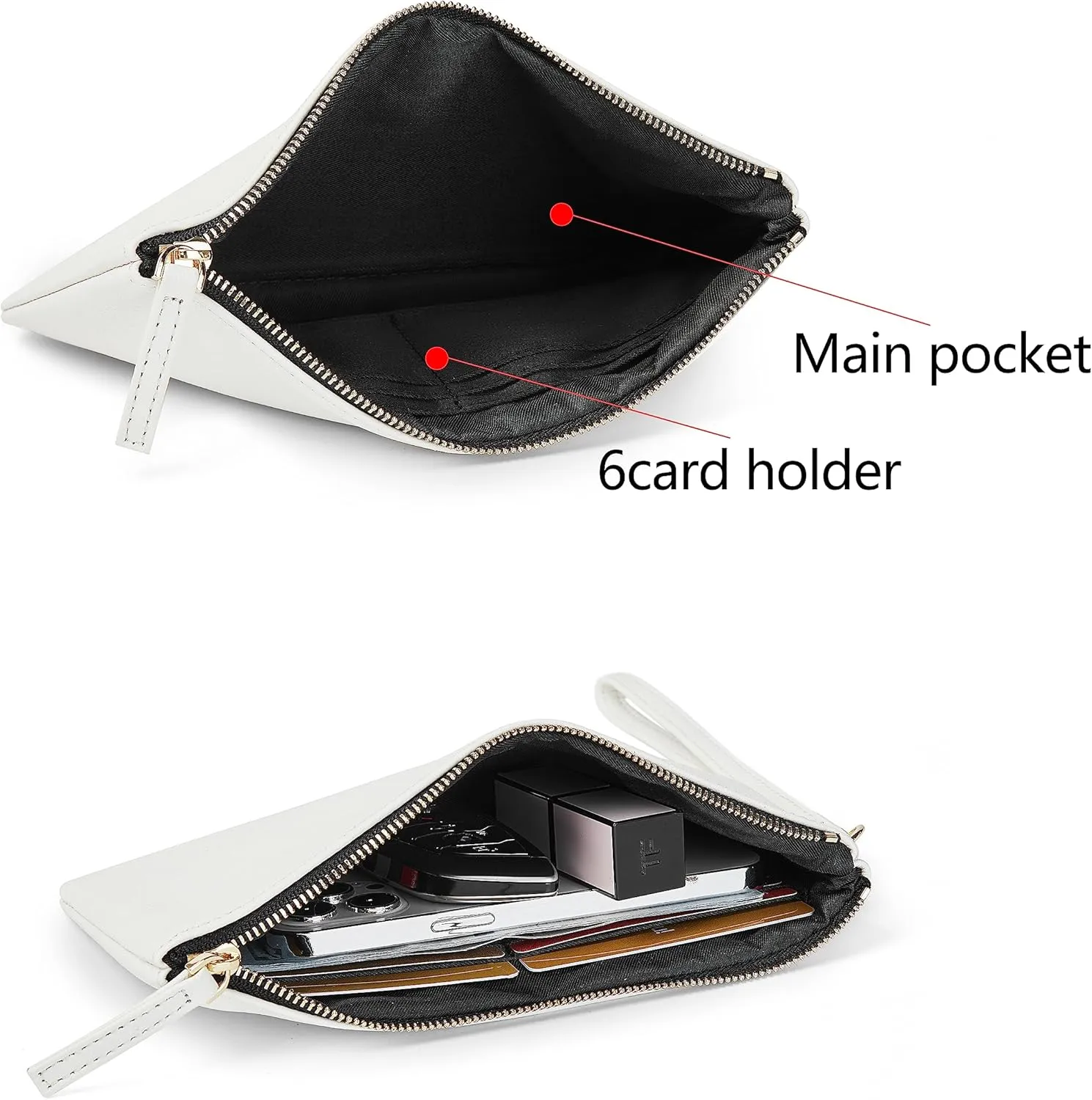 DORIS&JACKY Goatskin Leather Wristlet Clutch Wallet Cute Small Pouch Bag With Strap