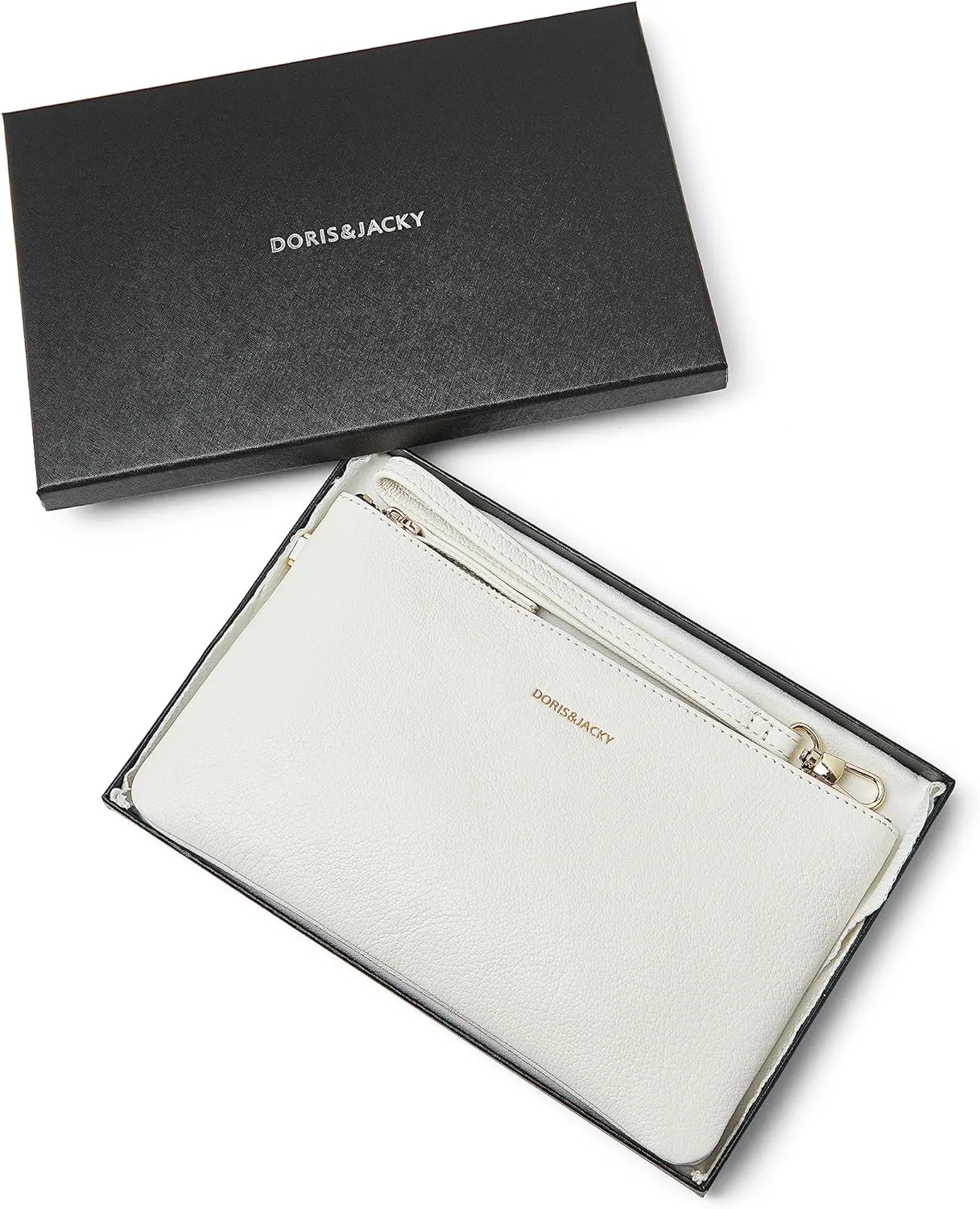 DORIS&JACKY Goatskin Leather Wristlet Clutch Wallet Cute Small Pouch Bag With Strap