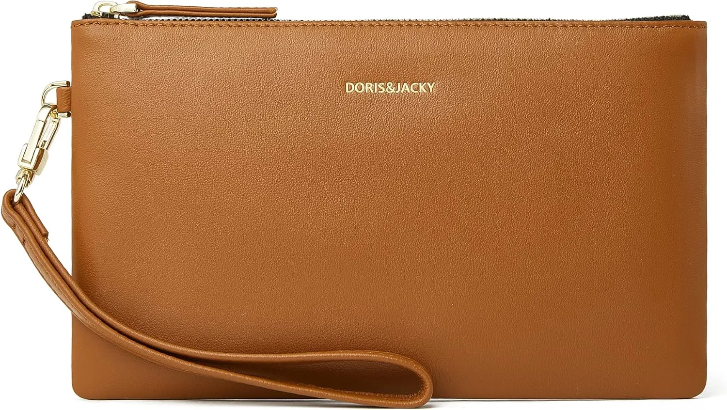 DORIS&JACKY Goatskin Leather Wristlet Clutch Wallet Cute Small Pouch Bag With Strap