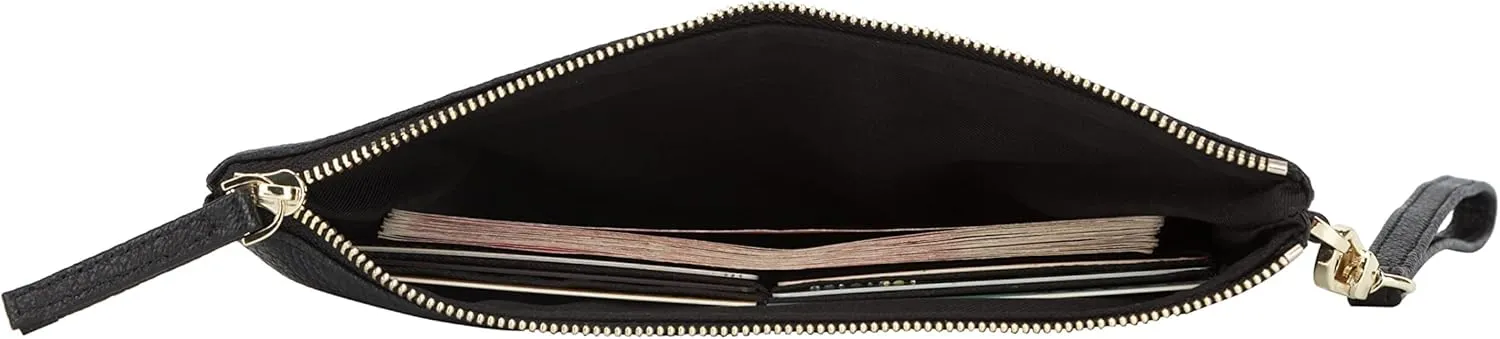 DORIS&JACKY Goatskin Leather Wristlet Clutch Wallet Cute Small Pouch Bag With Strap