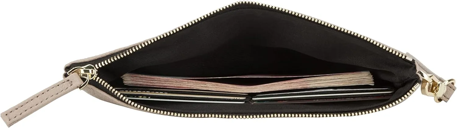 DORIS&JACKY Goatskin Leather Wristlet Clutch Wallet Cute Small Pouch Bag With Strap