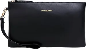 DORIS&JACKY Goatskin Leather Wristlet Clutch Wallet Cute Small Pouch Bag With Strap