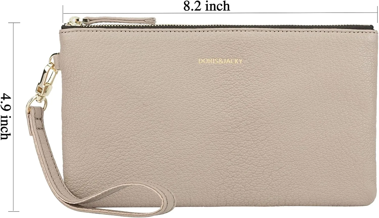 DORIS&JACKY Goatskin Leather Wristlet Clutch Wallet Cute Small Pouch Bag With Strap
