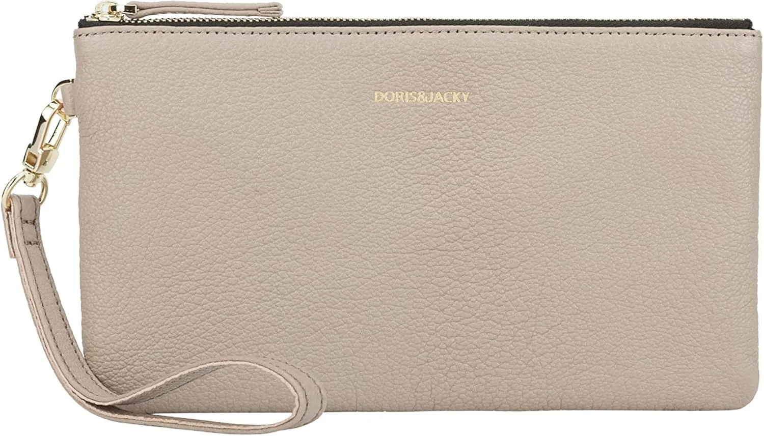 DORIS&JACKY Goatskin Leather Wristlet Clutch Wallet Cute Small Pouch Bag With Strap