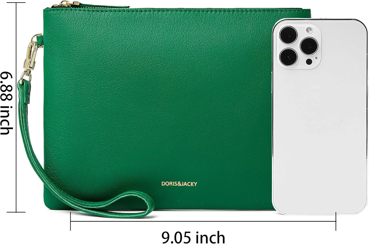 DORIS&JACKY Lambskin Leather Wristlet Clutch Purse For Women Large Soft Designer Wallet With Strap…