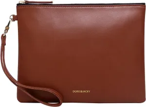 DORIS&JACKY Lambskin Leather Wristlet Clutch Purse For Women Large Soft Designer Wallet With Strap…