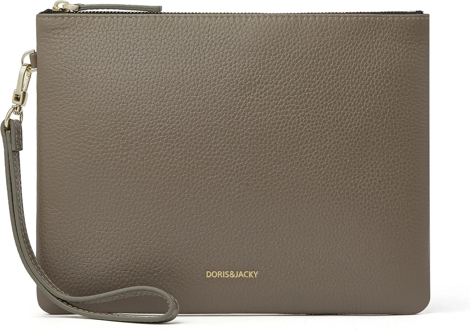 DORIS&JACKY Leather Wristlet Clutch Purse for Women Large Slim Phone Pouch Bag With Detachable Strap
